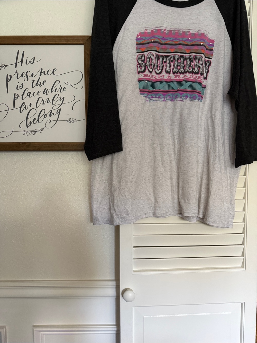 Atx Mafia Raglan Long Sleeve Tee - Black & Light Gray with Multicolor Graphic